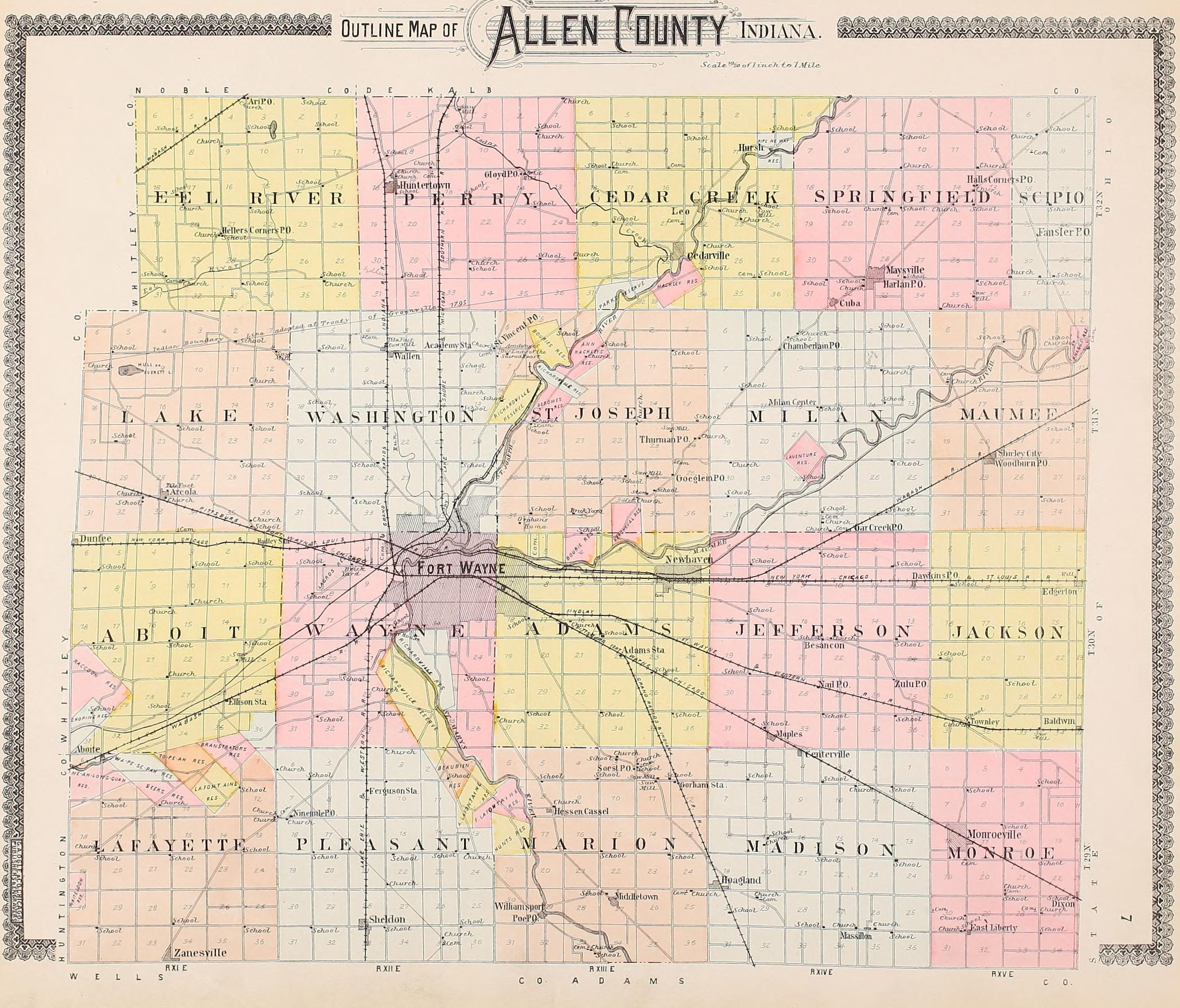 Outline map of Allen County, 1898